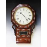 A Victorian inlaid rosewood wall clock,