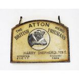 A mid 20th century aluminium cattle herd sign 'The Atton Herd British Friesians',