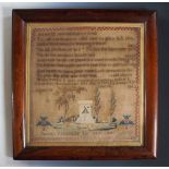 A Victorian needlework sampler, worked by Sarah Rowbottom in 1849,