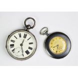 An Art Deco Gubelin Lucerne pocket watch within gun metal type case,