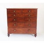 A William IV mahogany chest, of two short and four graduated long drawers