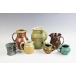 Six studio pottery jugs to include a Martin Homer example,