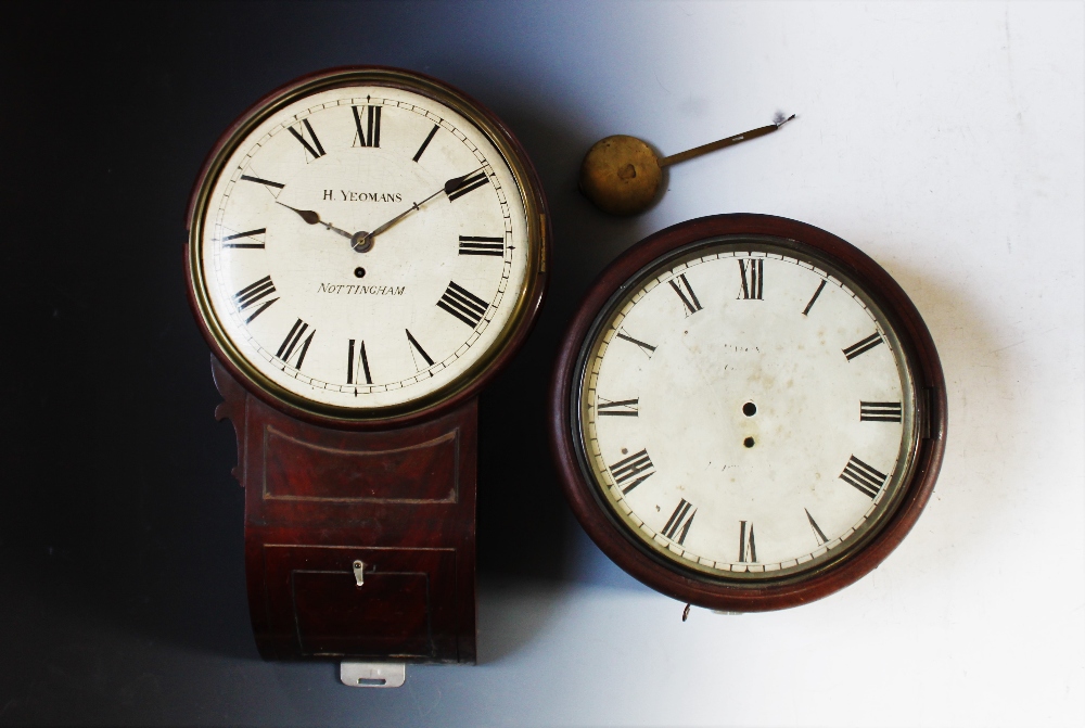 A 19th century wall clock, by H Yeomans of Nottingham,