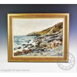 Harry Prest (Cornish school 20th century), Oil on board, 'Portholland', Signed lower right and