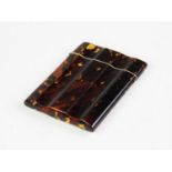 A Victorian tortoiseshell calling card case, of rectangular form, encased with angular tortoiseshell