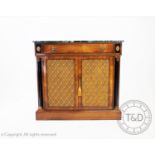 A Regency style mahogany side cabinet by Reprodux, having a verte marble rectangular top above a