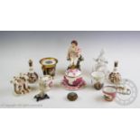 A collection of British and continental ceramics to include a Spode pink moulded globular sucrier