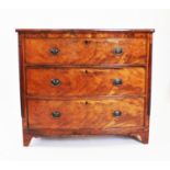 A George III mahogany bow front chest, of three long drawers, on bracket feet, 95cm H x 105cm W x