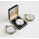 A Victorian silver open face pocket watch by Kendal & Dent, Birmingham 1887, the white enamelled