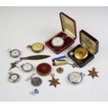 An assortment of silver and white metal pocket watches, to include a silver Victorian pocket watch