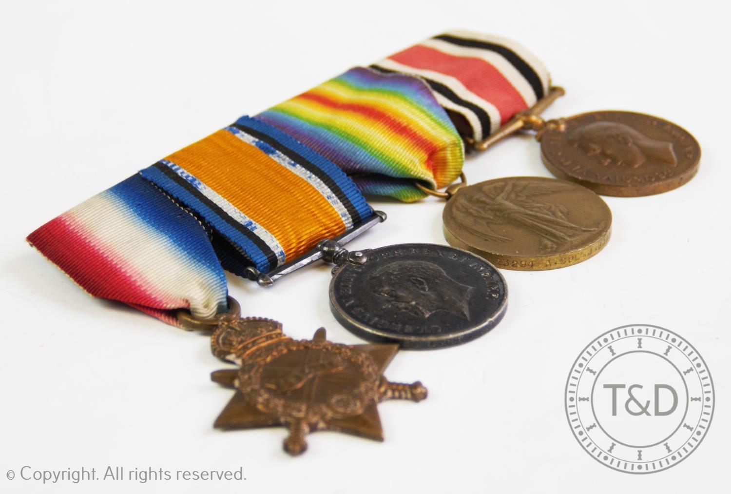 A World War I medal group awarded to Corporal J Barber Royal Engineers, comprising: 1914-15 star, - Bild 2 aus 2