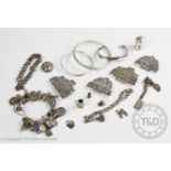 An assortment of lady?s silver and white metal accessories, to include, a silver nurses belt