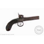 A 19th century pocket percussion pistol, the octagonal barrel impressed with twin cross swords,