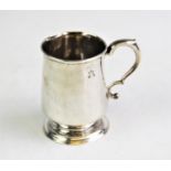 A George III silver mug, John Langlands I, Newcastle 1772, the plain polished body of baluster form,