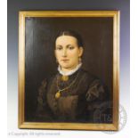 English school (19th century), Oil on canvas, Portrait of a Widow, bust length against dark