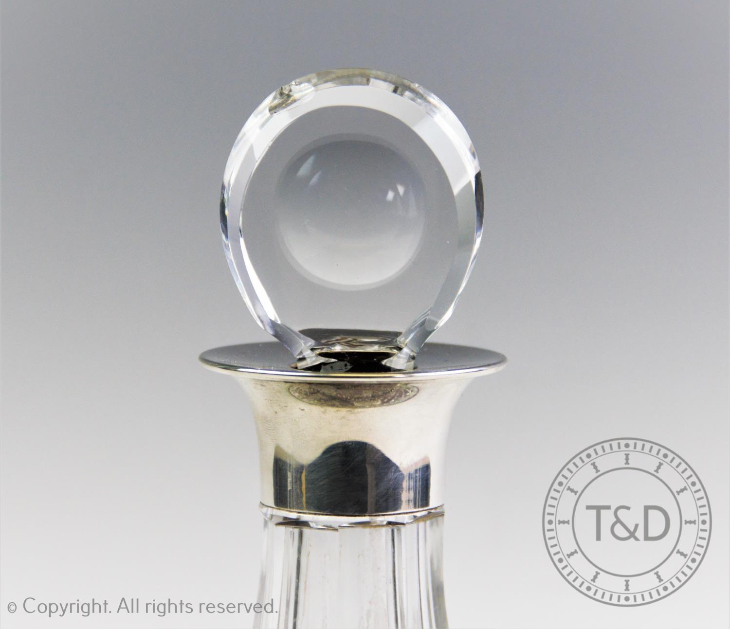 A silver mounted ships decanter, J B Chatterley & Sons Ltd, Birmingham 1976, with cut glass tapering - Image 3 of 3