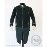 A 19th century forest green wool coat, with metal buttons stamped for Cheshire Yeomanry (RCLC), with