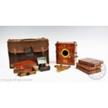 A Moore & Co , Liverpool half plate mahogany cased field camera, 1890 - 1900, with six brass mounted