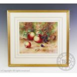 E. Townsend (20th century Royal Worcester), Watercolour on paper, Still life of apples and berries