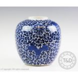 A Chinese porcelain blue and white ginger jar, Kangxi four character mark, of typical ovoid form and