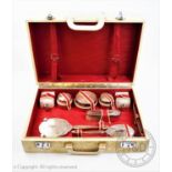 A 20th century silver topped harlequin dressing set, comprising two silver topped perfume bottles