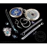 A selection of early 20th century and later silver and silver coloured items, to include, an