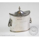 An Edwardian silver tea caddy, William Aitken, Birmingham 1910, of plain polished oval form, the two