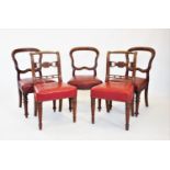 A set of three Victorian mahogany buckle back dining chairs, along with a pair of Regency ash dining