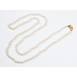 A single strand cultured pearl necklace, each pearl measuring approx. 6mm diameter, total length