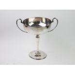 An Art Deco silver pedestal bowl, Roberts & Belk Ltd, Sheffield 1921, the two handled bowl of