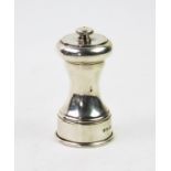 A silver pepper grinder, J B Chatterley & Sons Ltd, Sheffield 1977, of typical form with plain