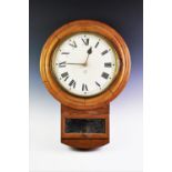 A Victorian mahogany wall clock, with a 30cm white dial and alter quartz movement, height 64 cm