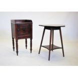 A Victorian mahogany pot cupboard, with a galleried top above a single cupboard door,upon ring