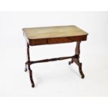 A Victorian mahogany side table, with a single frieze drawer, raised upon two vase shaped trestle