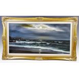 A Beardsley (British, 20th century), Seascape with cloudy moonlit sky, Signed lower left, 40cm x