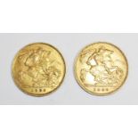 Two Edward VII gold half sovereigns, dated 1908 (2)