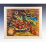 Nadell (20th Century), Oil on canvas, Still life with flowers and fruit, Signed lower left and dated