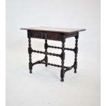 A 17th century and later oak side table, with a rectangular moulded three plank top, above an invert