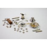 A selection of early 20th century and later silver items, to include an Edwardian silver cream