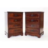 A pair of George III style mahogany bedside chests, 20th century,the rectangular moulded tops