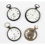 A silver open-face pocket watch by Thomas Russell & Son, the white enamel dial with Roman numerals