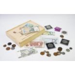A selection of assorted crowns, coins and bank notes to include a quantity of Victorian and later