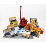 A vintage Tri-ang model of a Jones KL44 Crane, with a collection of eleven boxed diecast vehicles,