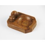 A Robert Thompson of Kilburn 'Mouseman' ashtray, the carved oak ashtray with Thompson's trademark