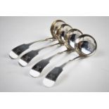 A set of four Victorian silver fiddle pattern ladles, Mackay & Chisholm, Edinburgh 1851, with
