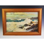 P King (20th century), Oil on board, A rugged coastal scene, Signed lower right and dated 1969, 44cm