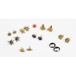 An assortment of 9ct gold, silver and yellow metal stud earrings, to include a pair of 9ct gold