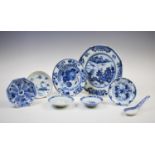 A selection of 18th century and later Chinese blue and white porcelain, comprising: a batavian