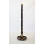 A bronzed metal cluster column standard lamp, 20th century, applied with gilt metal ribbon