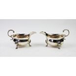 A pair of George II silver sauce boats, Richard Kersill, London 1746, each plain polished body of